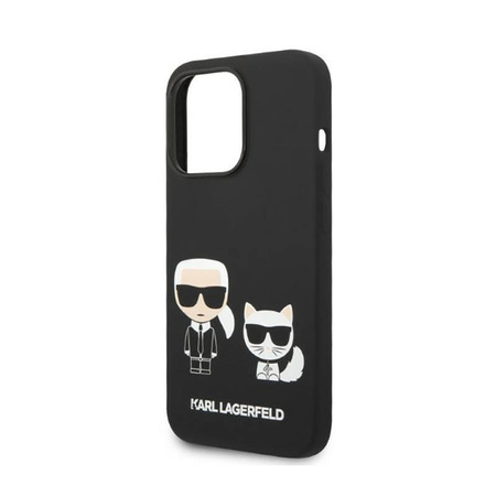 Karl Lagerfeld Liquid Silicone Karl & Choupette MagSafe - Etui iPhone 14 Pro (czarny) (KLHMP14LSSKCK)
