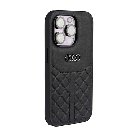 Audi Genuine Leather - Etui iPhone 14 Pro (Czarny) (AU-TPUPCIP14P-Q8/D1-BK)