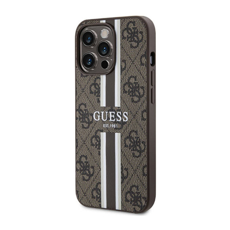 Guess 4G Printed Stripes MagSafe - Etui iPhone 13 Pro Max (Brązowy) (GUHMP13XP4RPSW)