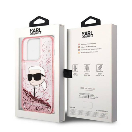 Karl Lagerfeld Liquid Glitter NFT Karl's Head - Etui iPhone 14 Pro Max (różowy) (KLHCP14XLNKHCP)