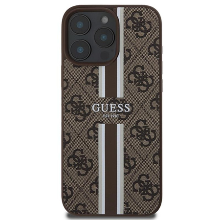 Guess 4G Printed Stripes MagSafe - Etui iPhone 16 Pro Max (brązowy) (GUHMP16XP4RPSW)