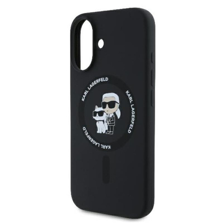 Karl Lagerfeld Silicone Karl & Choupette Ring MagSafe - Etui iPhone 16 Plus (czarny) (KLHMP16MSCMKCRHK)