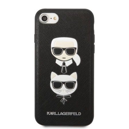 Karl Lagerfeld Saffiano Karl & Choupette Heads - Etui iPhone SE 2022 / SE 2020 / 8 / 7 (czarny) (KLHCI8SAKICKCBK)