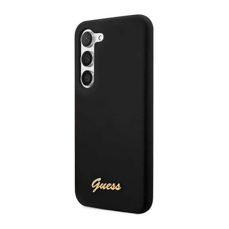 Guess Silicone Script Metal Logo - Etui Samsung Galaxy S23 (czarny) (GUHCS23SSLSMK)
