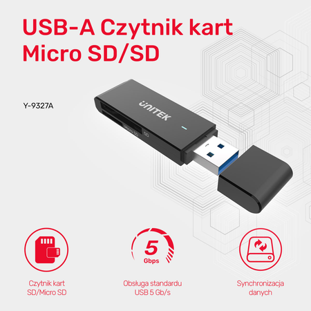 Unitek Czytnik kart SD i microSD USB-A (Y-9327A)