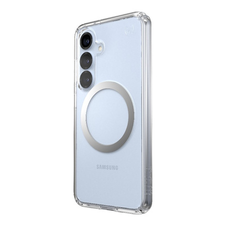 Speck Presidio Perfect-Clear Magnet - Etui Samsung Galaxy S25 / S24 MagSafe (Clear / Chrome Finish / Serene Silver) (150873-3199)