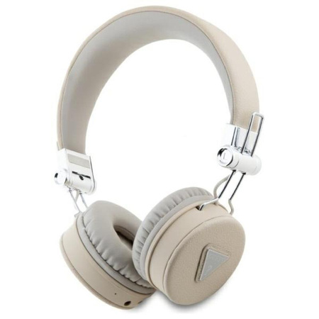 Guess Grained Classic Round Shape - Bezprzewodowe słuchawki nauszne Bluetooth ENC (beżowy) (GUBH70PGTSPSE)