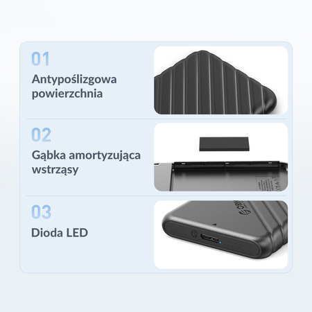 Orico Obudowa dysku SATA 2,5" USB 3.1 czarna (25PW1-U3-BK-EP-HW)