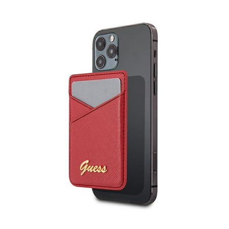 Guess Wallet Card Slot MagSafe Saffiano - Portfel magnetyczny (czerwony) (GUWMSSASLRE)