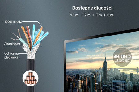 Unitek przewód Displayport M/M 5M - czarny (Y-C610BK)