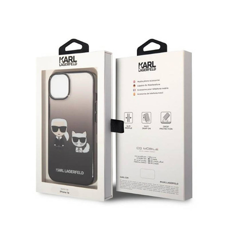 Karl Lagerfeld Gradient Ikonik Karl & Choupette - Etui iPhone 14 Plus (czarny) (KLHCP14MTGKCK)