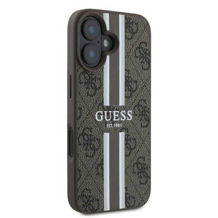 Guess 4G Printed Stripes MagSafe - Etui iPhone 16 Plus (brązowy) (GUHMP16MP4RPSW)