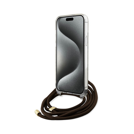Guess Crossbody Cord 4G Print - Etui iPhone 15 Pro Max (brązowy) (GUHCP15XHC4SEW)