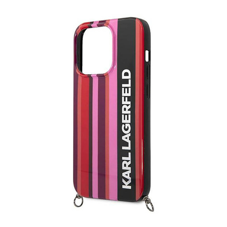 Karl Lagerfeld Color Stripes Strap - Etui iPhone 14 Pro Max (różowy) (KLHCP14XSTSTP)
