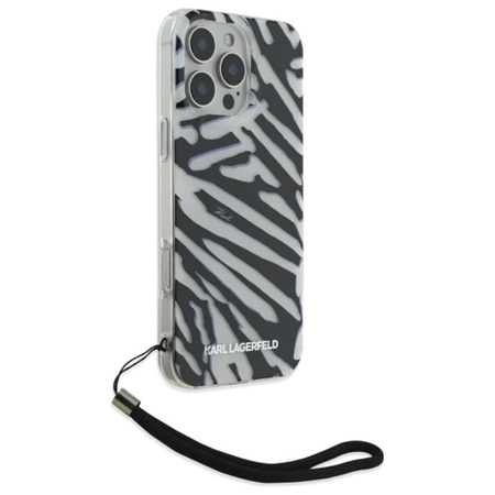 Karl Lagerfeld IML Zebra Pattern & Cord - Etui iPhone 16 Pro (czarny) (KLHCP16LHZBPKCCK)
