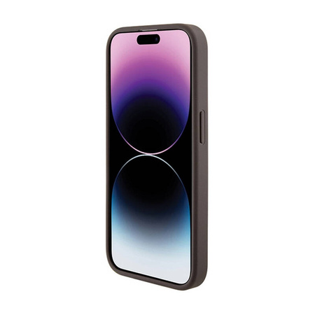 Guess Grip Stand 4G Triangle Strass Logo - Etui iPhone 15 Pro Max (brązowy) (GUHCP15XPGS4TDW)