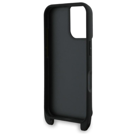 Karl Lagerfeld Saffiano Karl & Choupette Metal Pin CBDY Strap - Etui iPhone 16 (czarny) (KLHCP16SSAKCPBK)