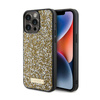 Guess Rhinestone Metal Logo - Etui iPhone 15 Pro (żółty) (GUHCP15LPFGSBSD)