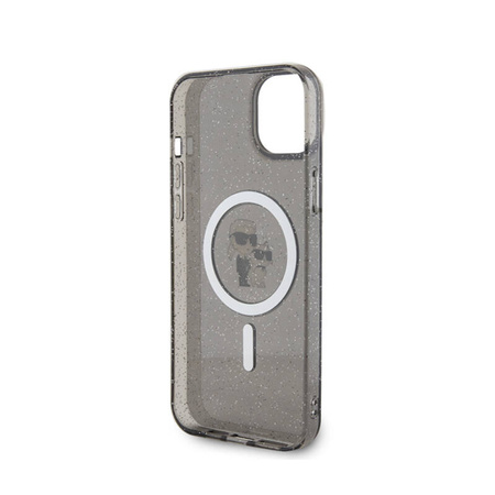 Karl Lagerfeld Karl & Choupette Glitter Magsafe - Etui iPhone 15 (czarny) (KLHMP15SHGKCNOK)