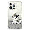 Karl Lagerfeld Liquid Glitter Choupette Fun - Etui iPhone 13 Pro Max (srebrny) (KLHCP13XGCFS)