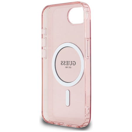 Guess IML Glitter Circle MagSafe - Etui do iPhone 16e (różowy) (GUHMPSE4HFGEREP)