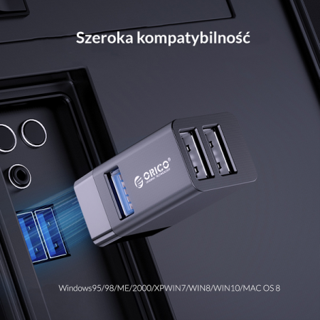 ORICO Mini hub USB 3.0 3 porty bez kabla - czarny (MINI-U32-BK-BP)