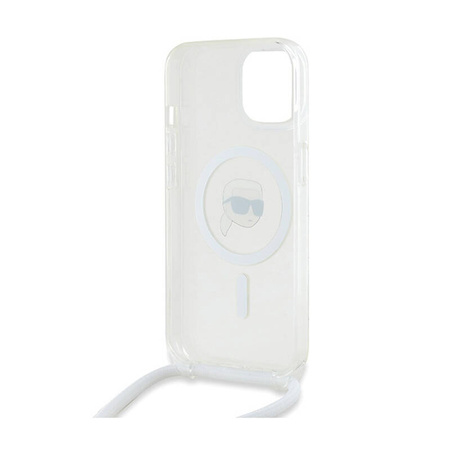 Karl Lagerfeld Crossbody IML Karl Head MagSafe - Etui iPhone 15 / 14 / 13 (przezroczysty) (KLHMP15SHCKHNT)