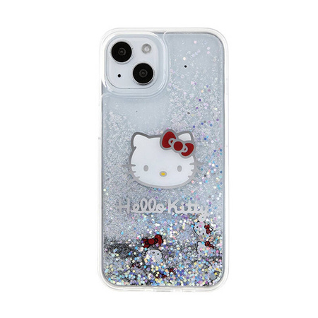 Hello Kitty Liquid Glitter Charms Kitty Head - Etui iPhone 14 (srebrny) (HKHCP14SLIKHET)