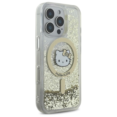Hello Kitty Liquid Glitter Fever MagSafe - Etui iPhone 16 Pro Max (biały / złoty) (HKHMP16XLGDIH)