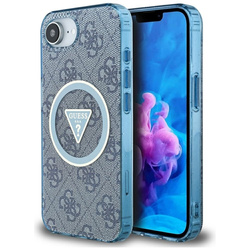 Guess IML Metal Glitter 4G Circle Triangle MagSafe - Etui do iPhone 16e (niebieski) (GUHMPSE4HG4PRTGB)