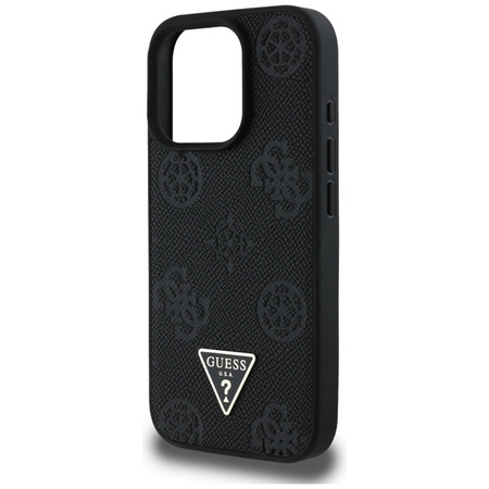 Guess Grained Hot Stamp Peony Triangle Logo MagSafe - Etui do iPhone 16 Pro (czarny) (GUHMP16LPGBTMK)