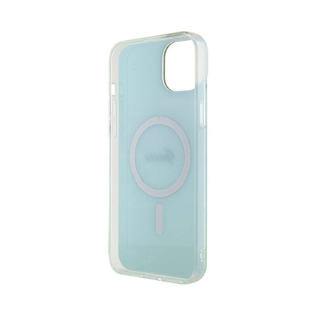 Guess IML Iridescent MagSafe - Etui iPhone 15 Plus (turkusowy) (GUHMP15MHITSQ)