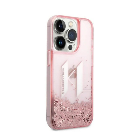 Karl Lagerfeld Liquid Glitter Big Logo Case - Etui iPhone 14 Pro (różowy) (KLHCP14LLBKLCP)