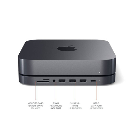 Satechi Podstawka-Hub do Mac Mini - 3 x USB 3.0, USB-C, audio jack, micro/SD - Gwiezdna szarość (ST-ABHFM)