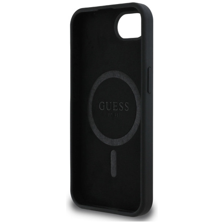 Guess Silicone Script Metal Logo MagSafe - Etui do iPhone 16e (czarny) (GUHMPSE4SMBSLK)