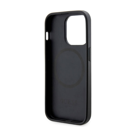 Guess 4G Printed Stripes MagSafe - Etui iPhone 14 Pro (Czarny) (GUHMP14LP4RPSK)