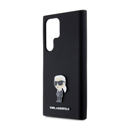 Karl Lagerfeld Silicone Ikonik Metal Pin - Etui Samsung Galaxy S24 Ultra (czarny) (KLHCS24LSMHKNPK)