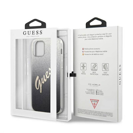 Guess Glitter Gradient Script - Etui iPhone 12 Pro Max (czarny) (GUHCP12LPCUGLSBK)