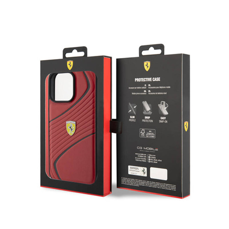 Ferrari Twist Metal Logo - Etui iPhone 15 Pro Max (czerwony) (FEHCP15XPTWR)