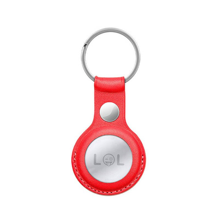Crong Leather Case with Key Ring – Skórzane etui ochronne brelok do Apple AirTag (czerwony) (CRG-ATL-RED)