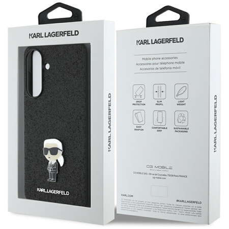Karl Lagerfeld Fixed Glitter Ikonik Logo Metal Pin - Etui do Samsung Galaxy A36 5G (czarny) (KLHCSA36GKNPSK)