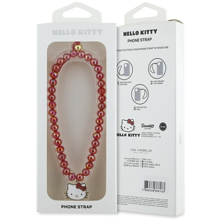 Hello Kitty Pearls Kitty Head - Zawieszka do telefonu (czerwony) (HKSTBER)