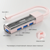 Unitek hub dwukierunkowy USB C/USB A 5Gbps, 4x USB A różowy (H1319APK01)
