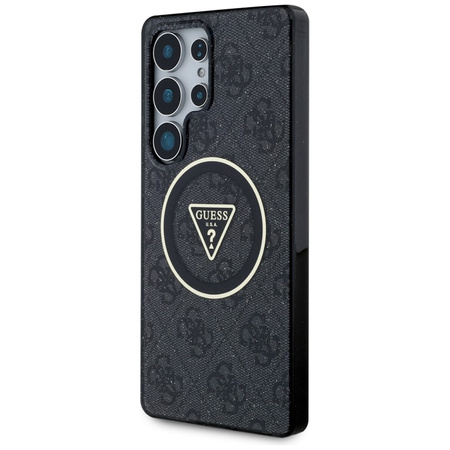 Guess 4G Glitter Triangle Buttons MagSafe - Etui do Samsung Galaxy S25 Ultra (czarny) (GUHMS25LHG4PRTGK)