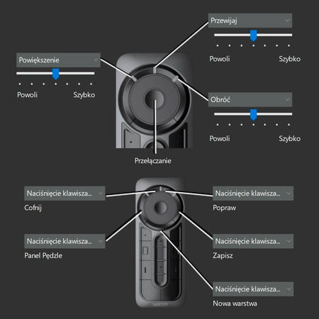 Wacom ExpressKey Remote - pilot do tabletów Cintiq / Cintiq Pro i wybranych tabletów wcześniejszych generacji (ACK-411050)