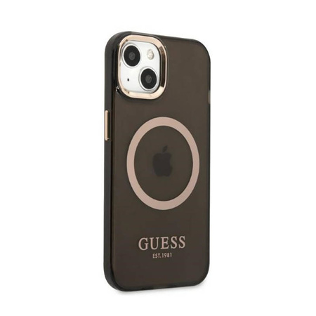 Guess Gold Outline Translucent MagSafe - Etui iPhone 13 (czarny) (GUHMP13MHTCMK)