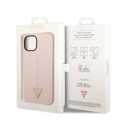 Guess Silicone Triangle Logo - Etui iPhone 14 Plus (różowy) (GUHCP14MSLTGP)
