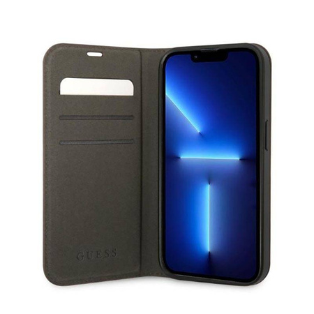 Guess 4G Metal Camera Outline Booktype Case - Etui iPhone 14 Pro Max (brązowy) (GUBKP14XHG4SHW)
