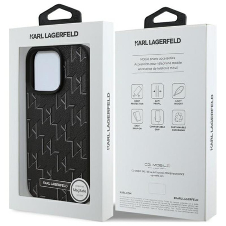 Karl Lagerfeld Leather Monogram Metal Logo MagSafe - Etui iPhone 16 Pro Max (czarny) (KLHMP16XPKHPORPK)