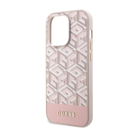 Guess GCube Stripes MagSafe - Etui iPhone 14 Pro (Różowy) (GUHMP14LHGCFSEP)